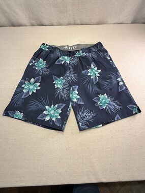 Hurley Men's Navy Floral Swim Trunks - Size Large